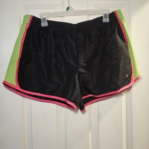 Black and Green Women's Shorts with Pink Trim